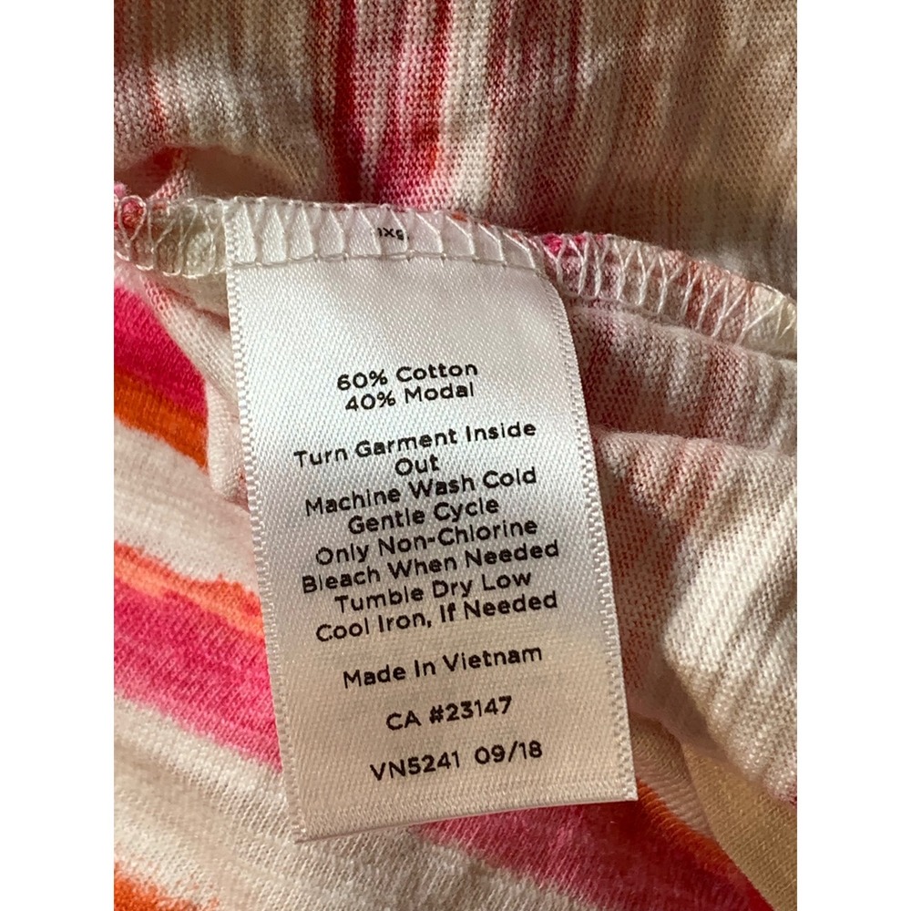 Talbots Striped‎ Tie Neck 3/4 length Sleeve Top Blouse Pink Orange White XS - Picture 7 of 8
